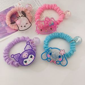 Shiny Princess Hair Ties for Girls Cartoon Ball Head Hair Bands Kids Accessories Bright Sparkling Hair Bands for Children