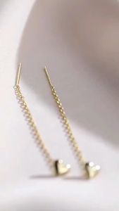anting tusuk love juntai wanita elegan bahan titanium premium tahan luntur dan anti karat fashion mewah simple terbaru