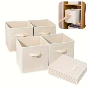 1pc Non-Woven Storage Box with Handle Foldable Cube Under-Bed Wardrobe Drawer Storage Versatile Organizer for Clothes Books Toys