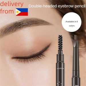 FenHuan 【Local Delivery 】Berbeini Double Eyebrow Pencil Triangle Automatic Rotation Eyebrow Pencil Brush Is Not Easy To Smudge Natural Waterproof And Sweat-proof Easy To Color Two-in-one Multicolor Eyebrow Pencil