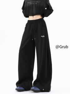 American Style Casual Drawstring Long Pants Men Women Summer Loose Fit Trousers Wide Leg Pants Streetwear Cotton Polyester