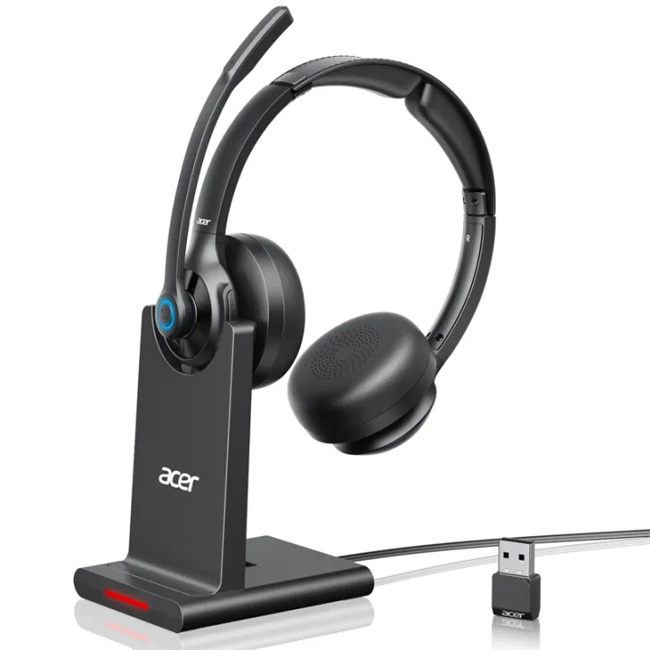 Acer | NEW Acer HB02 Wireless Headsets for Work 2.4G Bluetooth 5.3 Dual Mode Headphones ENC Crystal-Clear Calls Mic USB Dongle for PC