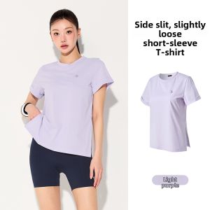 Womens Imported Side Slit Loose Short Sleeve T-shirt