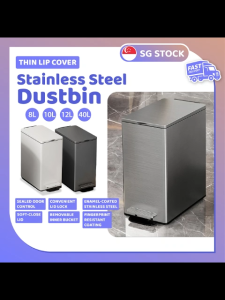 [SG STOCK] Stainless Steel Pedal Soft Closing Dust Bin -Durable & Stylish Trash Can for Home Kitchen bathroom & Office