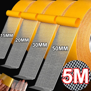 5M Double Sided Tape Strong Fixation Double Sided Tape Double Sided Carpet Tape Translucent Mesh Cloth Base Tapes Waterproof Super Traceless Cloth Base Tapes