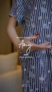 Ghiina Fashion Amy Set Piyama Wanita Matt Rayon Motif All Size Milo GH022