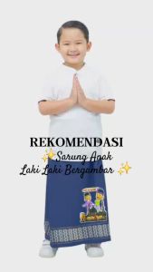 Sarung Instan Anak Laki-laki Sablon Karakter Font Shalat untuk Usia 6-12 Tahun Anak Sholeh & Rajin