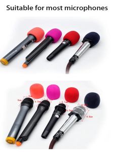 Wireless Handheld Microphone Cover Colorful Windproof Anti-Saliva and Washable Sponge Foam Cover for Most Microphone 3.5 X 7CM