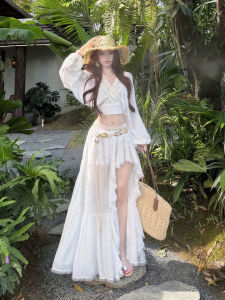 Karrar betsey | Đầm Maxi Mùa Hè Màu Trắng Phối Kiểu Bất Đối Xứng