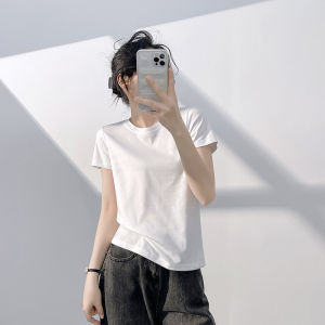 เสื้อยืดคอกลมแขนสั้นผ้าคอตตอนเนื้อนุ่มระบายอากาศได้ดี ทรงหลวม ทรงเข้ารูป ใส่ได้ทั้งฤดูร้อนและฤดูใบไม้ร่วง เสื้อชั้นในสำหรับผู้หญิง