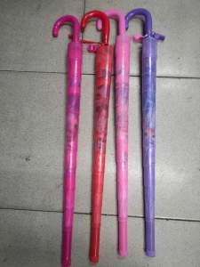 Kids 19" Dual-Use Umbrella with Fun Plastic Tube Cover for Rainy and Sunny Days"