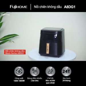 Nồi chiên không dầu 8 Lít điện tử Nhập Khẩu FUJIHOME tặng kèm gắp Nồi chiên cơ có kính 8L hẹn giờ nấu và nhắc lật trở