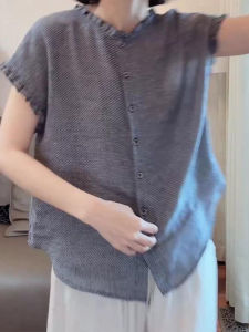 Shalldoer | Casual Style Short Sleeve Polo Shirt Womens Fashion Artistic Wood Grain Edge Summer Small Size Versatile Top Korean Version