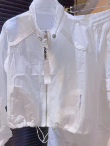 Áo Khoác Chống Nắng Tay Dài Thời Trang Cho Nữ Cổ Đứng Có Dây Rút Khóa Kéo Cao Cấp Ngắn Phong Cách Châu Âu