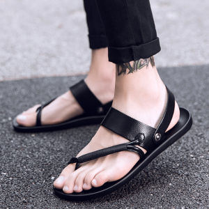 Mens Roman Style Sandals 2025 New Summer Outdoor Beach Work Shoes Trendy Driving Office Slip-On Breathable Toe Post Sandals