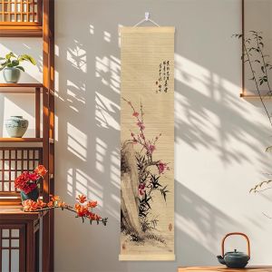 New Chinese Style Bamboo Art Decorative Painting Sofa Background Wall Entrance Bamboo Curtain Hanging Art Restaurant Study Tea Room Atmosphere Painting