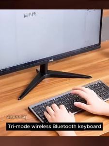 Rechargeable full size multi-device bluetooth keyboard with 3 connection modes (bluetooth 3 bluetooth 5 2.4G wireless) Gaming Keyboard And Mouse - Lazada