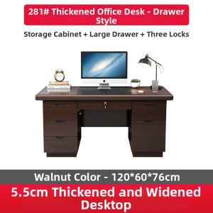 Chinese Style Real Wood Veneer Office Desk With Drawers And Lock
