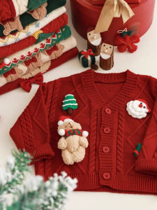 เสื้อคาร์ดิแกนถักแฟชั่นสำหรับเด็กผู้หญิง ฤดูหนาว 2024 เสื้อคลุมยาวถักโพลีเอสเตอร์ ปกติ แขนยาว คอกลม เสื้อผ้าเด็ก