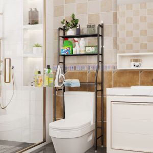 3-Tier Toilet Shelf Rack Bathroom Shelf CR Cabinet Space Saver Towel Storage Organizer
