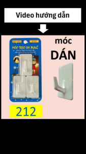 Set 20 vỉ Móc treo dán tường siêu dính chịu lực HÒA HỢP _ Móc treo đồ dán tường sơn nước dán gạch men