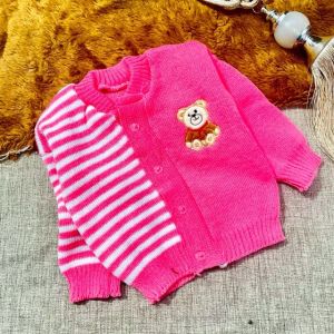Sweater rajut bayi terlucu kombinasi polos salur BEAR