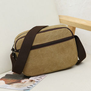 Casual Canvas Mens Shoulder Bag New Style Small Crossbody Business Bag Multi-layer Compartments Money Collection Bag for Men