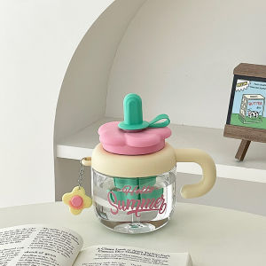 Cốc Nước Hình Hoa Dung Tích Lớn 1L Bằng Nhựa Chịu Nhiệt Độ Cao Có Thìa Cốc Nước Mới Mùa Hè Cho Nữ Cốc Phong Cách Tươi Mát