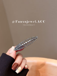 FANXU | Kẹp Ngọc Trai Trung Quốc Mới Đơn Giản Elegance Cổ Điển Đen