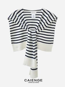 CAIENGE | New Summer Lightweight Knit Striped Shawl Scarf