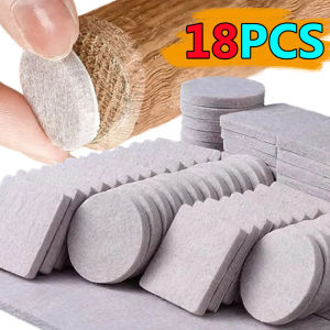 18Pcs Felt Chair Leg Pads Round Square Floor Protector Self Adhesive Furniture Table Legs Pad Bumper Anti Slip Furniture Mat