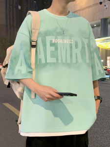 Oversize Short Sleeve Mens T-Shirt Summer Heavy Shoulder Drop Loose American High Street Student Trendy Brand INS Large Size Clothing