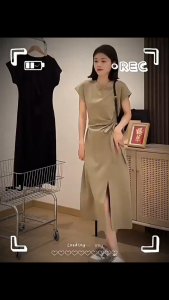 French Split Dress Womens Summer 2025 New Arrival Classy Exquisite Pear Shapes Waist-Slimming Long Dress