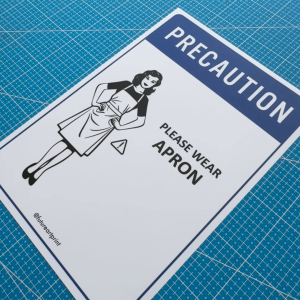 Precaution Please Wear Apron. Premium Sticker. Warning. Sign Label Notice Signage. Laminated Waterproof Scratch Resistant. Suitable for Indoor and Outdoor.