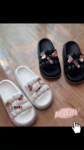 Dép bánh mì nữ quai đan Chao Fead  gắn sticker Gấu trà sữa dễ thương - chất EVA siêu nhẹ Maipy D252