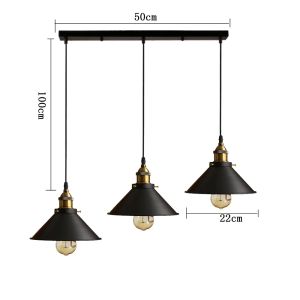 Industrial Pendant Light Vintage Loft Chandelier with E27 Base Retro Edison Bulb Hanging Lamp for Living Room Cafe