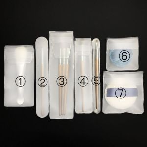 4 Puff Storage Brush Protective Cover Silicone Brush Sets Cosmetic Brush Sets of Brush Bag PVC Travel Bag Independent Bag