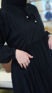 Gamis Midi Dress Nabila Twill Premium Adem Bumil Busui Resleting Depan Motif Polos Brukat Twill Dress Terbaru Kekinian Jumbo LD 120cm PB 125cm Busui Friendly Bumil Friendly Wudhu Friendly - Bisa COD