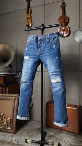กางเกงยีนส์ผ้าดิบฟอกเฟดริมแดงผู้ชาย Jack Russel Meiterwerk J-RIM6 Slim Fit Classic Blue & Red Selvedge Unsanforized