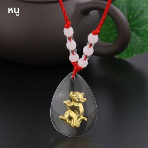 จี้แก้วคริสตัลเทียมรูปสัตว์ปีกัน 12 ตัว ลายม้า แกะ ลิง รูปหยดน้ำ จี้รูปกระเป๋าโชคทองคำ จี้คอ เครื่องประดับแฟชั่น