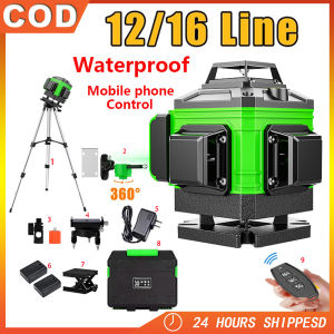 Original 12/16 Line Laser Level Green Light Self-Leveling 360° Rotary Cross 4D laser level for construction Auto Measurement tools with Tripod