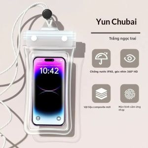 Túi Đựng Điện Thoại Chống Nước Có Dây Đeo Tay Trong Suốt Và Dây Đeo Cổ Dùng Cho Bơi Lội Lặn Chất Liệu Neoprene Có Thể Chạm Vào Màn Hình.