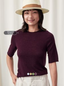 Lagur | Ultra-Thin Seamed Slimming Short-Sleeve Knit Top