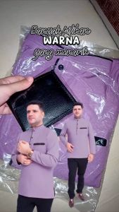 Elegant Baju Kurta Emrani Berkolar Lelaki Plus SizeMuslim Dewasa Premium Como Crepe Cloth Lengan Panjang KL (4XL-6XL)