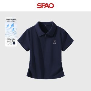 spao | Áo polo nữ ngắn tay dáng ôm có xếp ly