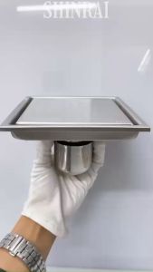 ( 15*15 Cm - Dán Gạch ) Phễu Thoát Sàn Ga Thoát Nước Viền Nhà Tắm INOX SUS304 Xước Chống Mùi Hôi SHINRAI Đáy Lớn5.5 Cm