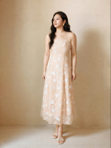 A-line Slimming Floral Embroidered Dress