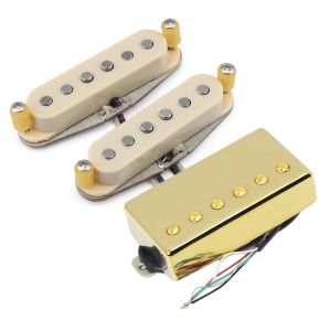 FLEOR Guitar Pickups Set SSH Alnico 5 Staggered Single Coil +Humbucker Pickup 4 Wires 52/52/52mm HSS Electric Guitar Parts
