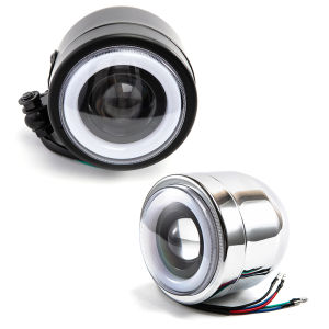 สมาร์ทไฟหน้า 3 หมอก เส้นกระดูก หมอเตอร์ไซค์ชูบ โครเมียม/โลหะ สีดำ LED ย้อนยุคสำหรับฮาร์เลย์คาเฟ่น กระดูกผู้ที่พกพาคุณภาพ