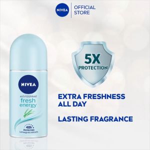 NIVEA Female Deodorant Fresh Energy Roll On 50 ml / Personal Care / Dry / No Sweat / Perfume / Fragrance (Deodoran Perempuan)